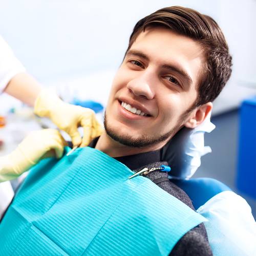 A man about to get dentures and bridges in Mesa dental office